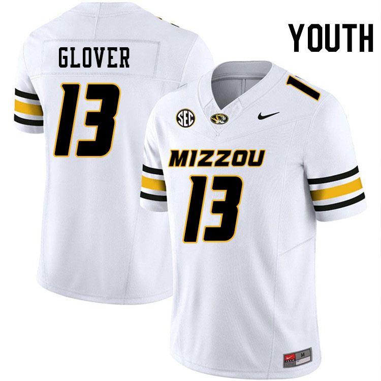 Youth #13 Aidan Glover Missouri Tigers College Football Jerseys Stitched-White